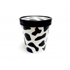 Fs Cow Print Container W/ Lid Pint 250ct/250ct 250 cont- 250 lids